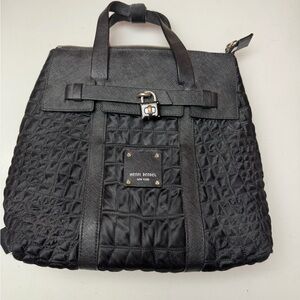 Henri Bendel Black Jetsetter Quilted Leather Convertible Backpack/Purse*FLAWS*